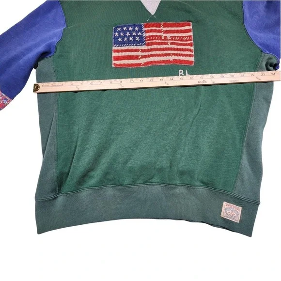 RARE Polo Country‎ RL Retro Patchwork Authentic Dry Goods Flag Sweatshirt L Uni